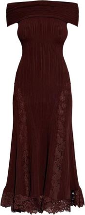 Self Portrait Knit Lace Insert Midi Dress