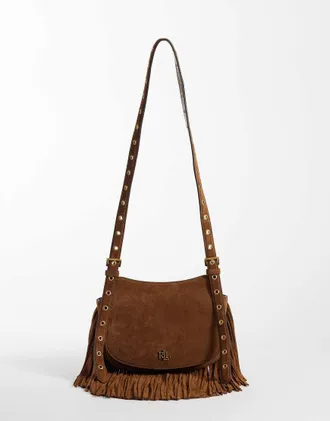 Ralph Lauren Borsa in camoscio marrone con nappe