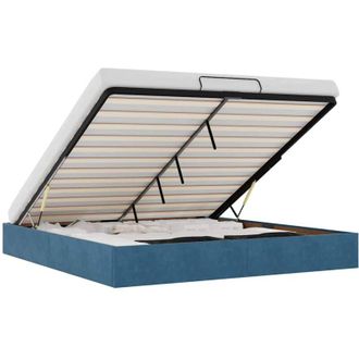 vidaXL Estructura De Cama Otomana Sin Colch&oacute;n Azul Oscuro 160x200 Cm Vidaxl