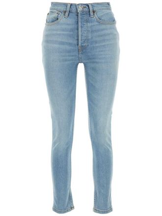 Re/Done logo-patch skinny jeans - Blue