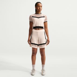 Nike Womens Nike Sportswear Chill Knit Mid-Rise Shorts in White | IH1320-102