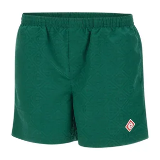 Casablanca Beachwear, male, Green, Size: M Monogram Jacquard Swim Shorts