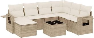 vidaXL Vidaxl - Juego De Sof&aacute;s De Jard&iacute;n Con Cojines Beige 8 Pzas Rat&aacute;n Pe