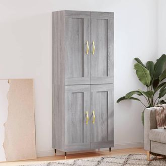 vidaXL Vidaxl - Aparador Alto Madera Contrachapada Gris Sonoma 69,5x34x180 Cm
