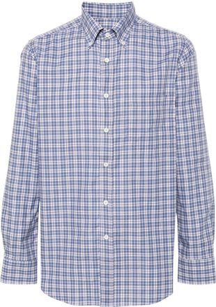 Canali plaid-check shirt - men - Cotton - L - Blue