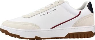 Tommy Hilfiger Schoenen, Heren, Wit, 43 EU, Polyester, TH Basket Core Leather Suede Mix