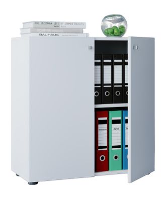 ebuy24 Armario De Oficina Vcm Con 2 Compartimentos Armario De Archivo Moderno Con Puertas Giratorias Dimensiones Aprox. An. 70 X Al. 74 X P. 40 Cm - Bandeja 