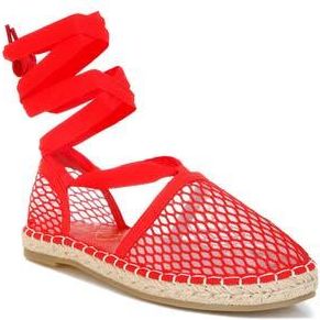 London Rag Sonara Ankle Wrap Espadrille Flat in Red at Nordstrom Rack, Size 9.5