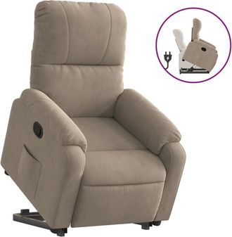vidaXL Sill&oacute;n Reclinable Elevable Tela De Microfibra Gris Taupe Vidaxl