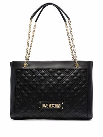 Love Moschino Shopper met logo - Zwart