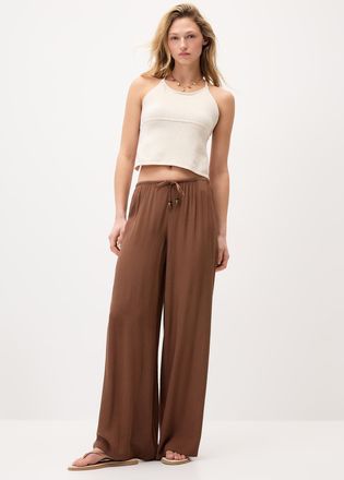 Twik Womens Crinkled elastic-waist wide-leg pant