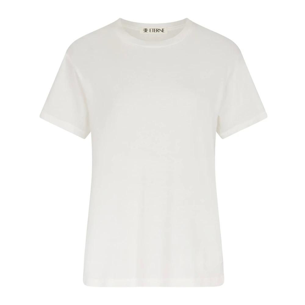 Maglia con Scollo a V a Maniche Corte in Seta Cotone - Maglie scollo a