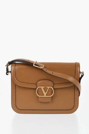 Valentino Leather Shoulder Bag With Front Monogram Valentino