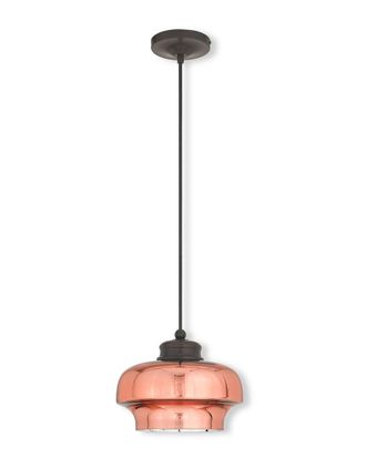 Livex Lighting Livex Art Glass 1-Light English Bronze Mini Pendant