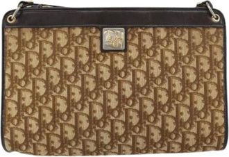 Dior Pre-owned Cross Body Bags, female, Beige, Size: ONE SIZE Pre-owned Vintage trotter shoulder bag