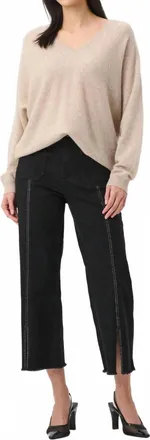 Joseph Ribkoff Culotte Jeans With Embellished Front Seam Style In Black