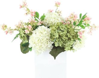 Creative Displays Inc. Handmade Faux Assorted Hydrangeas & Stephanotis In Square Pot