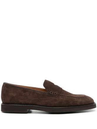 Doucal's almond-toe suede loafers - men - Rubber/Calf Leather/Calf Suede - 43.5 - Brown