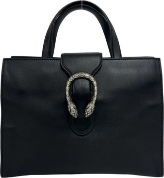 Gucci Black Leather Handbag Tote Bag (Pre-Owned)