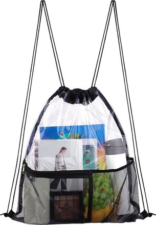 Generic Drawstring Backpack, PVC Clear Drawstring Bags, 18.9x15.75x1.97 inches Waterproof Athletic Pack for Gym, Swim, Beach, Travel, Work, Clothes, Kids, Out