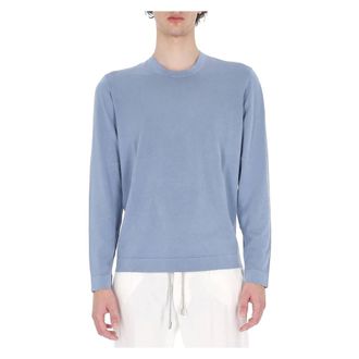 Drumohr Long Sleeve Tops, male, Blue, Size: 2XL Long-sleeve T-shirt in lightweight frosted cotton