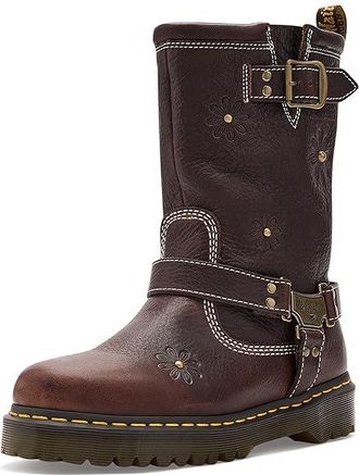 Dr. Martens Anistone Hi Flower Womens Boots Dark Brown : UK 9 (US Womens 11) M, Leather