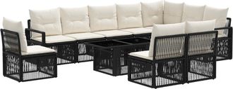 vidaXL Conjunto De Sof&aacute;s De Jard&iacute;n 11 Uds. Negro Y Blanco Crema Vidaxl