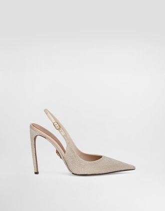 Dolce & Gabbana Devotion Satin Slingback With Rhinestones - Woman Pumps And Slingback Multicolor 37.5