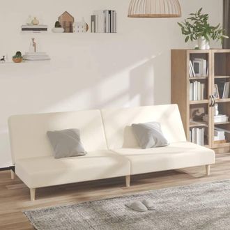 vidaXL Sof&aacute; Cama De 2 Plazas Tela Color Crema Vidaxl