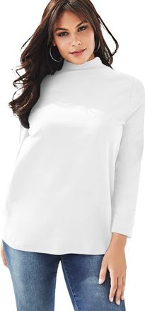 Roaman's Long Sleeve Mockneck Ultimate Tee in White at Nordstrom, Size Small