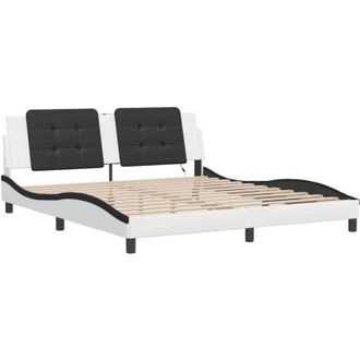 vidaXL Bed Frame with led without Mattress Zadar White and Black 180x200 cm Super King Vidaxl