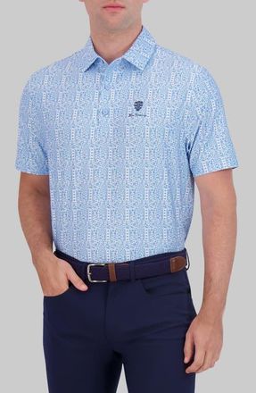 Ben Sherman Watercolor Geo Performance Golf Polo in Light Blue at Nordstrom, Size Xx-Large