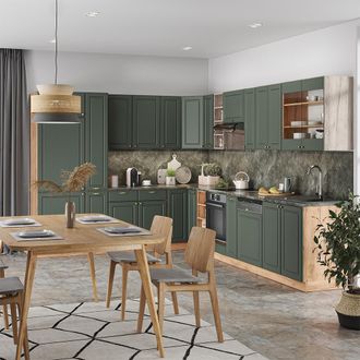 Vicco Cocina Esquinera Fame-line, Green-gold Country/gold Power Roble, 347 X 257 Cm Sin Encimera