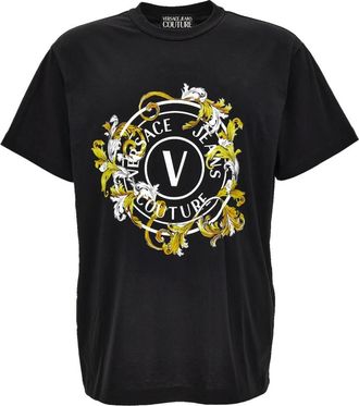 Versace Jeans Couture Tops, Heren, Zwart, M, Katoen, T-shirt