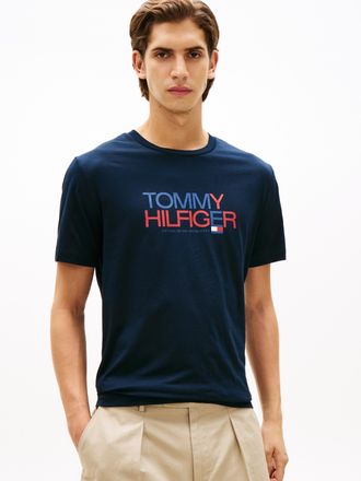 Tommy Hilfiger T-Shirt TOMMY HILFIGER BRAND LOVE BIG TEXT, Herren, Gr. XXL, desert sky, Single Jersey, Obermaterial: 100% Baumwolle, unifarben, regular fit normal, R