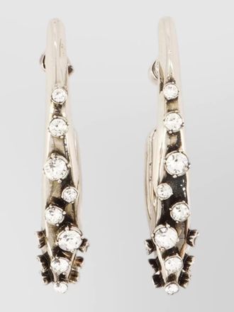 Alexander McQueen pave hoop earrings crystal metallic finish