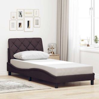 vidaXL Estructura De Cama Sin Colch&oacute;n Tela Marr&oacute;n Oscuro 90x200 Cm Vidaxl