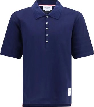 Thom Browne Jersey Ottoman 4-Bar Polo - Heren - Tops - Blauw - Maat: M Jersey