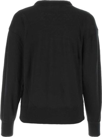 Isabel Marant Womens Logo-Printed Linen Sweater Black