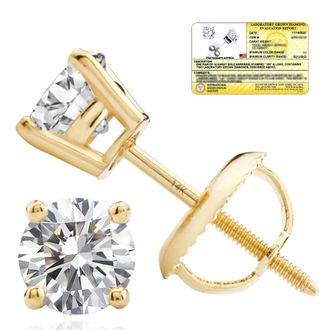 MAX + STONE 14k Yellow/White Gold 1/4-2 Carat IGI Certified Lab Grown Diamond Stud Earrings