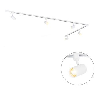 QAZQA Qazqa Moderno Sistema De Iluminaci&oacute;n De Riel Inteligente Blanco Monof&aacute;sico 5 Luces Con Wifi Gu10 - Iconic Jeana Aluminio /acero /pl&aacute;stico Alargada Ade
