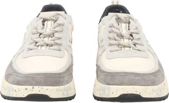 Premiata White Padded Collar Branded Tab Suede Sneakers