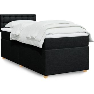 vidaXL Vidaxl - Cama Box Spring Con Colch&oacute;n Tela Negro 90x200 Cm