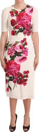 Dolce & Gabbana Bloemenprint Midi Jurk Halve Mouwen