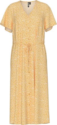 Pieces Womens Pcnya Ss V-Neck Midi Dress WVN Bc, Sunset Gold, M