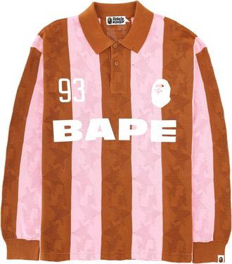 A Bathing Ape Pink Striped Cotton Jacquard Polo Shirt