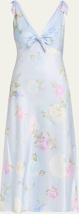 LoveShackFancy Perri Floral Scarf-Tie Maxi Dress