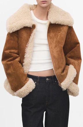 Mango Adriana Faux ShearlingJacket in Brown at Nordstrom, Size Xx-Large