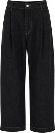 STUDIO NICHOLSON Wide-Leg Pleated Cropped Denim Jeans