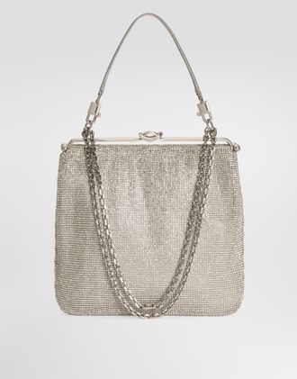 Dolce & Gabbana Dina Shoulder And Crossbody Bag In Crystal Mesh - Woman Shoulder And Crossbody Bags Azure Onesize
